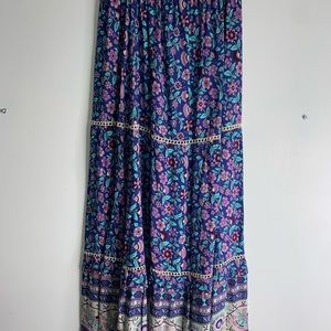 Beautiful blue and pink boho maxi skirt.  Nwt. Size large but runs small